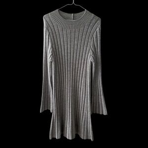 Anthropologie Ribbed Knit Long Sleeve A-Line Sweater Dress Grey Size XS